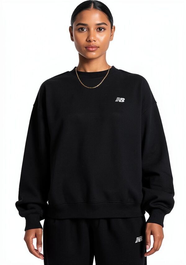 New Balance Felpe Donna Fleece Nero Design Moderno